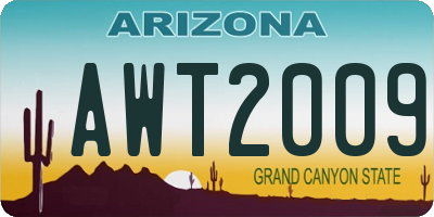AZ license plate AWT2009