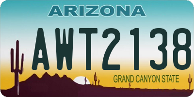 AZ license plate AWT2138