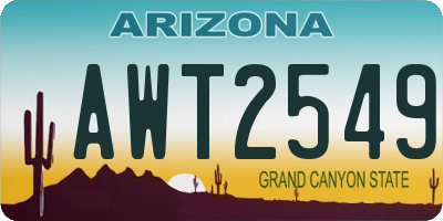 AZ license plate AWT2549