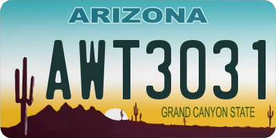 AZ license plate AWT3031