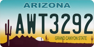 AZ license plate AWT3292