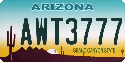 AZ license plate AWT3777