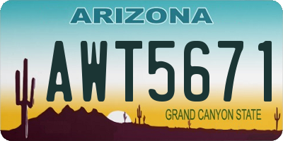 AZ license plate AWT5671