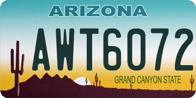 AZ license plate AWT6072