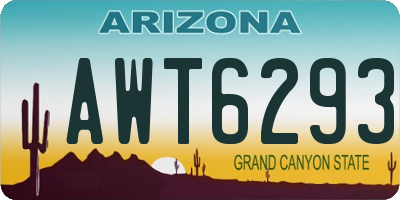AZ license plate AWT6293