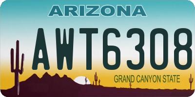 AZ license plate AWT6308