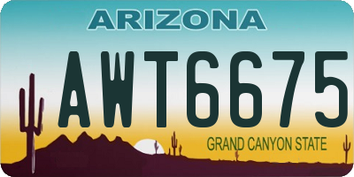 AZ license plate AWT6675