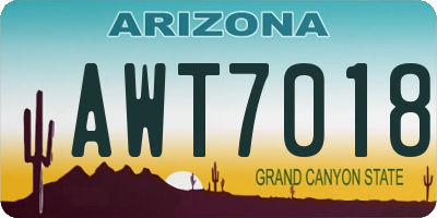 AZ license plate AWT7018