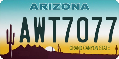AZ license plate AWT7077