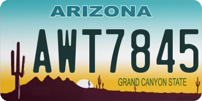 AZ license plate AWT7845