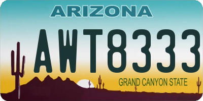 AZ license plate AWT8333
