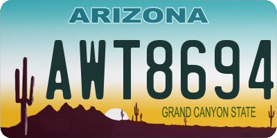 AZ license plate AWT8694