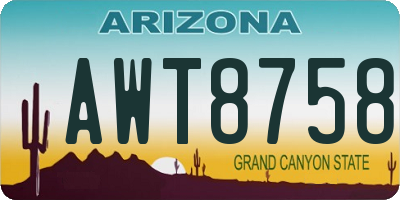 AZ license plate AWT8758