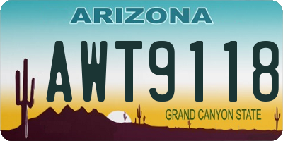 AZ license plate AWT9118