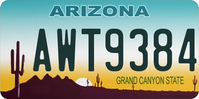 AZ license plate AWT9384