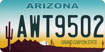AZ license plate AWT9502