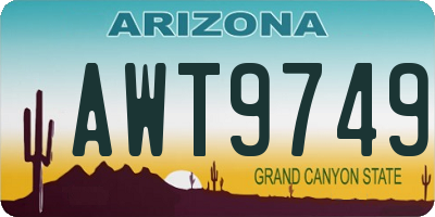 AZ license plate AWT9749