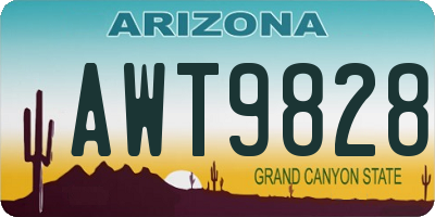 AZ license plate AWT9828