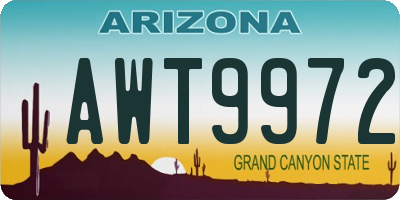 AZ license plate AWT9972