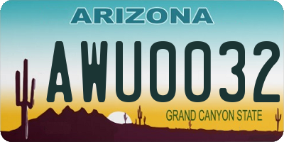 AZ license plate AWU0032