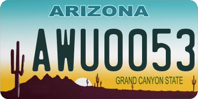 AZ license plate AWU0053