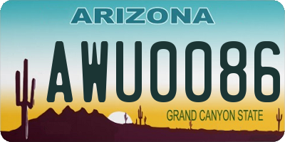 AZ license plate AWU0086