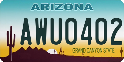 AZ license plate AWU0402