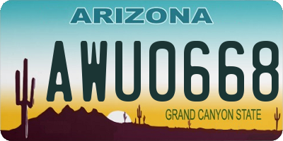 AZ license plate AWU0668