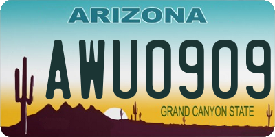 AZ license plate AWU0909