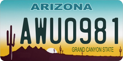 AZ license plate AWU0981