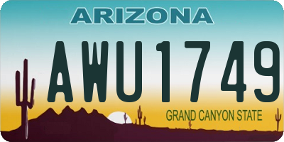 AZ license plate AWU1749
