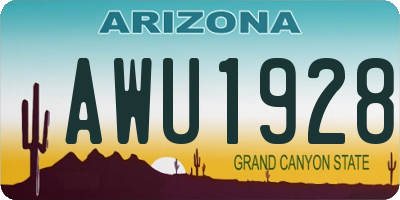 AZ license plate AWU1928