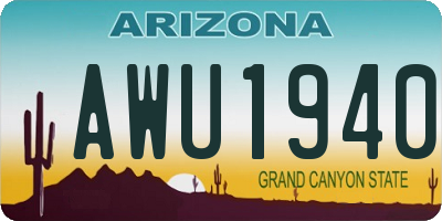AZ license plate AWU1940