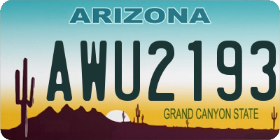 AZ license plate AWU2193