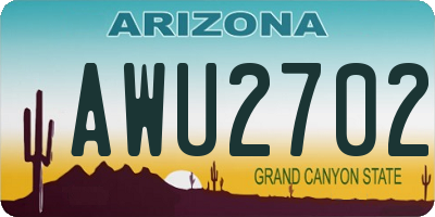 AZ license plate AWU2702