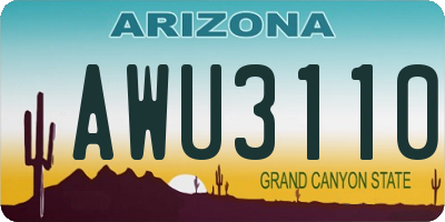 AZ license plate AWU3110