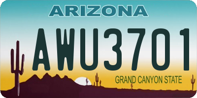 AZ license plate AWU3701