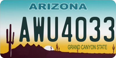 AZ license plate AWU4033