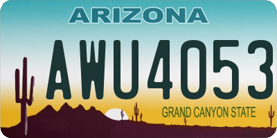 AZ license plate AWU4053