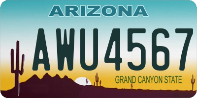 AZ license plate AWU4567