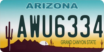AZ license plate AWU6334