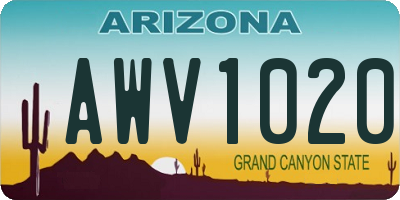 AZ license plate AWV1020