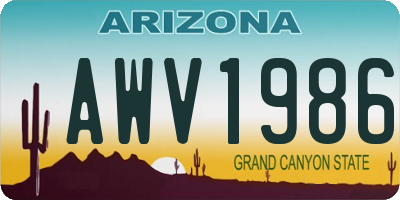 AZ license plate AWV1986
