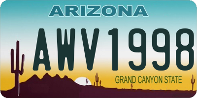 AZ license plate AWV1998