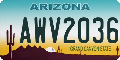 AZ license plate AWV2036