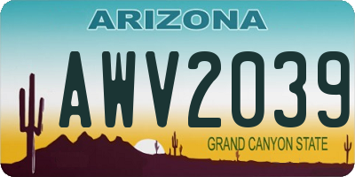 AZ license plate AWV2039