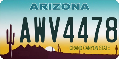 AZ license plate AWV4478