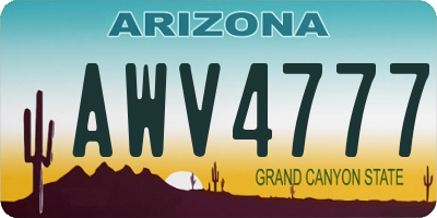 AZ license plate AWV4777