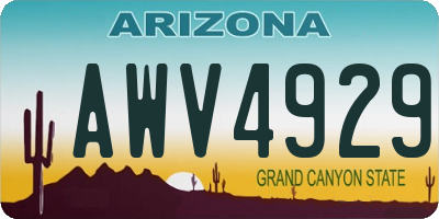AZ license plate AWV4929