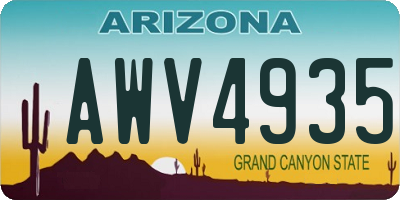 AZ license plate AWV4935